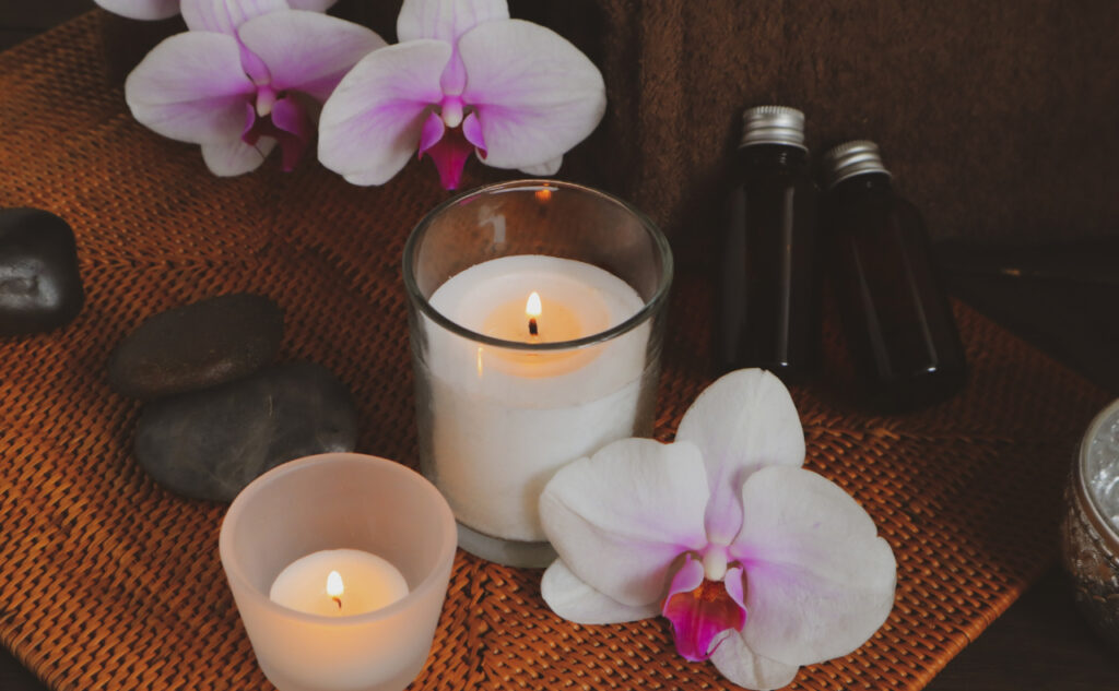 アロマキャンドルで…